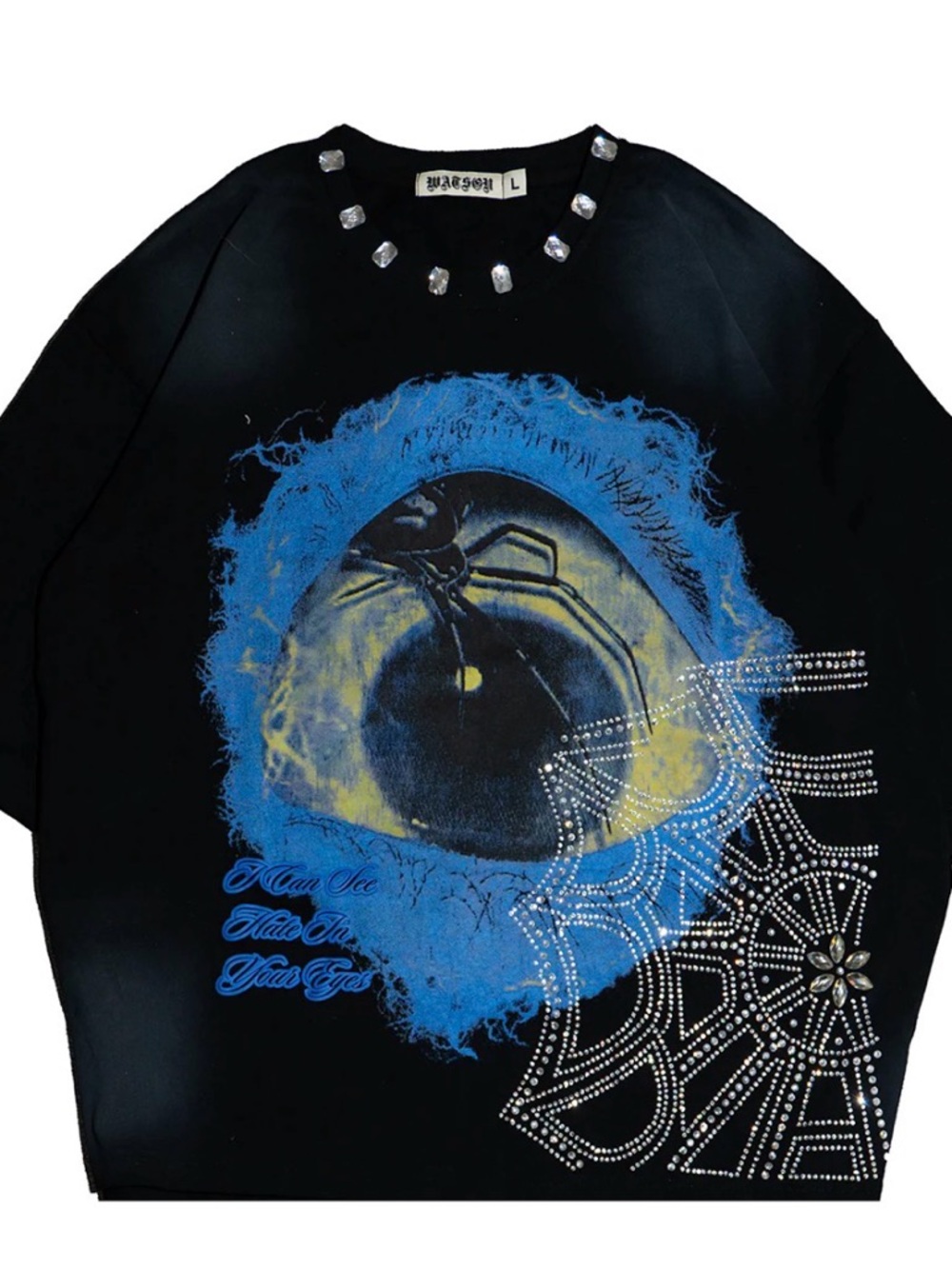 💠🕸️🕷️🕸️💠 Watson Rhinestone Boxy Crop Graphic Tee - Size L